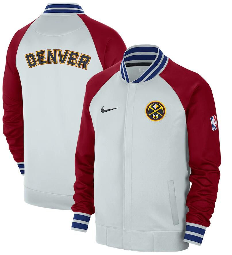 Men Denver Nuggets White Nike City Edition Full Zip Jacket 2023 NBA Jersey->->